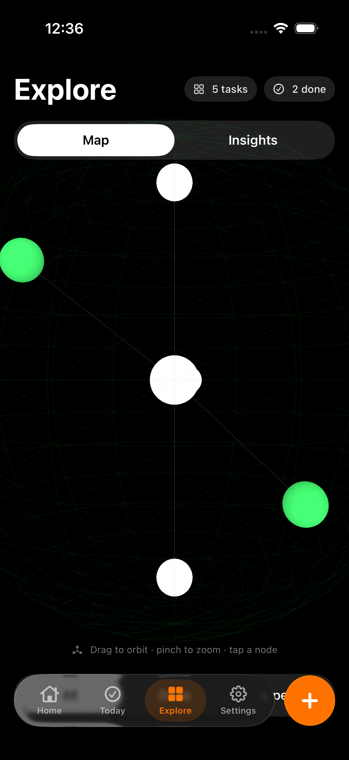3D constellation map of tasks