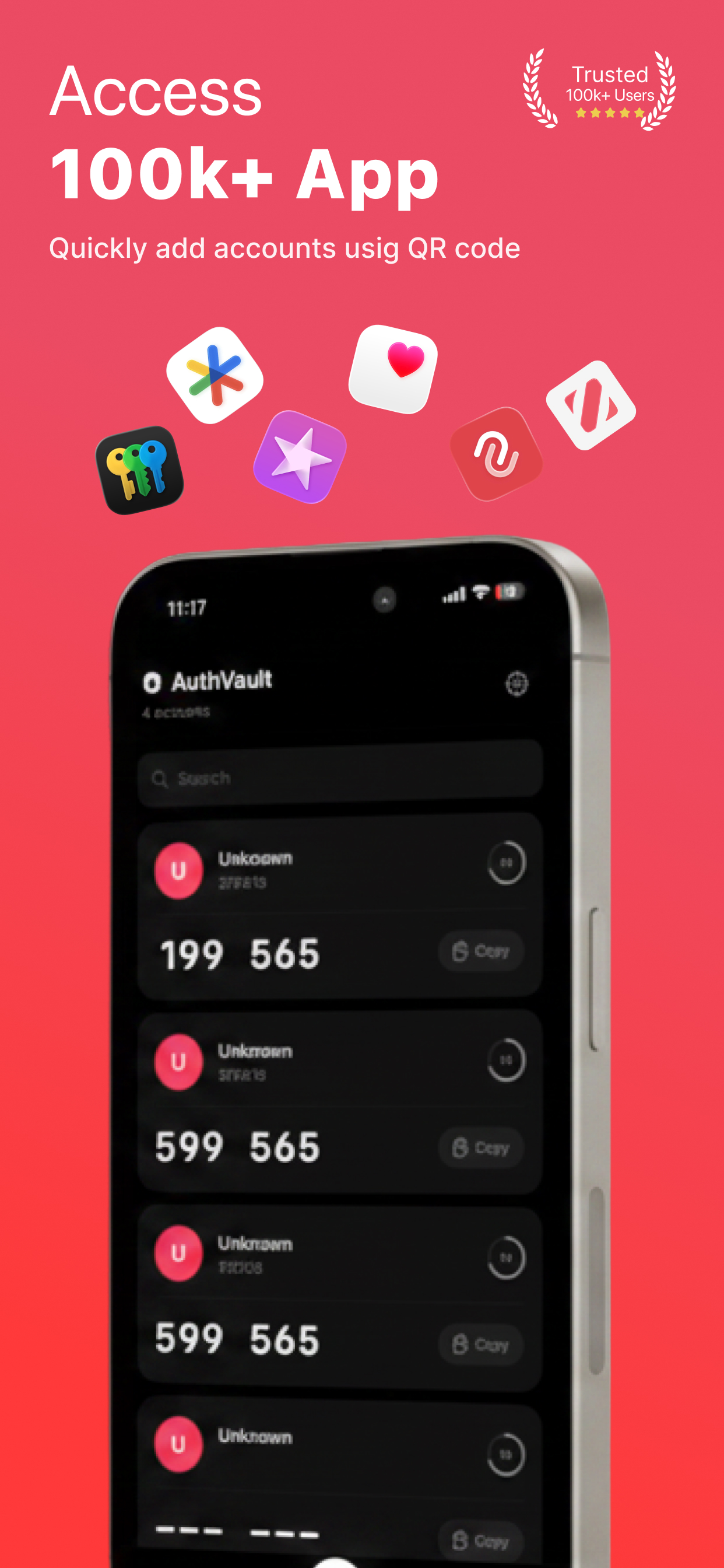 2FA AuthVault screen