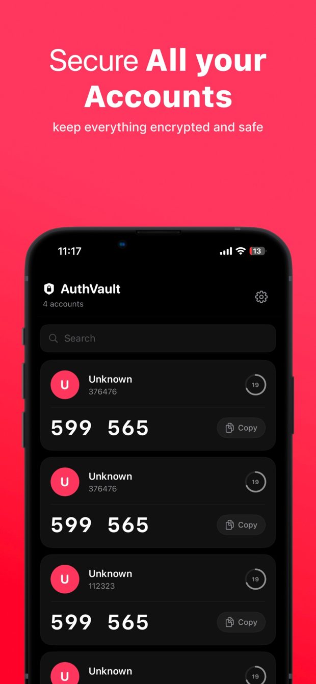 2FA AuthVault screenshot