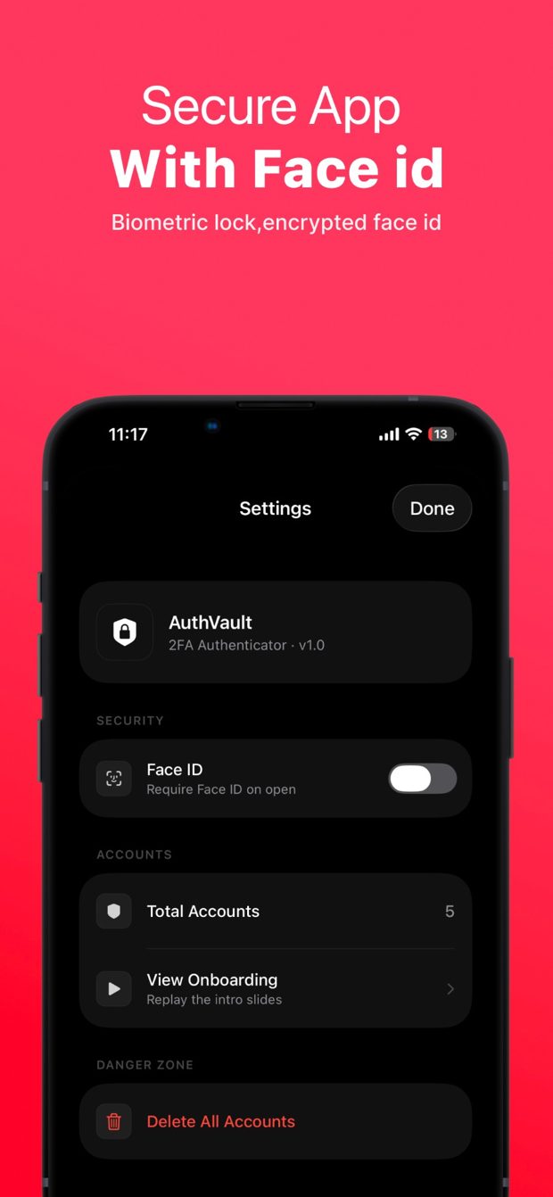 2FA AuthVault screenshot