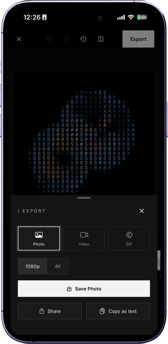 ASCII Studio screen