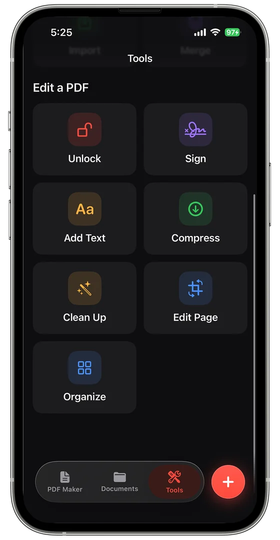 PDF Maker & Enhancer screen