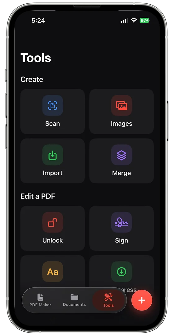 PDF Maker & Enhancer screen