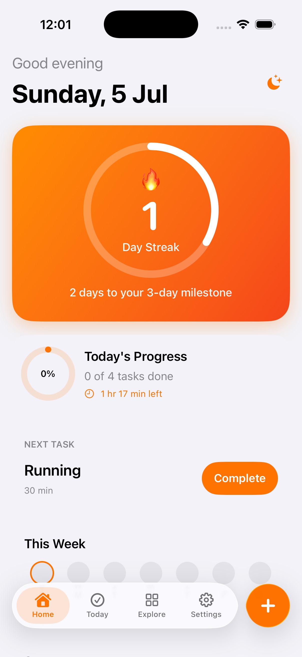 Streak Tasks — daily streak