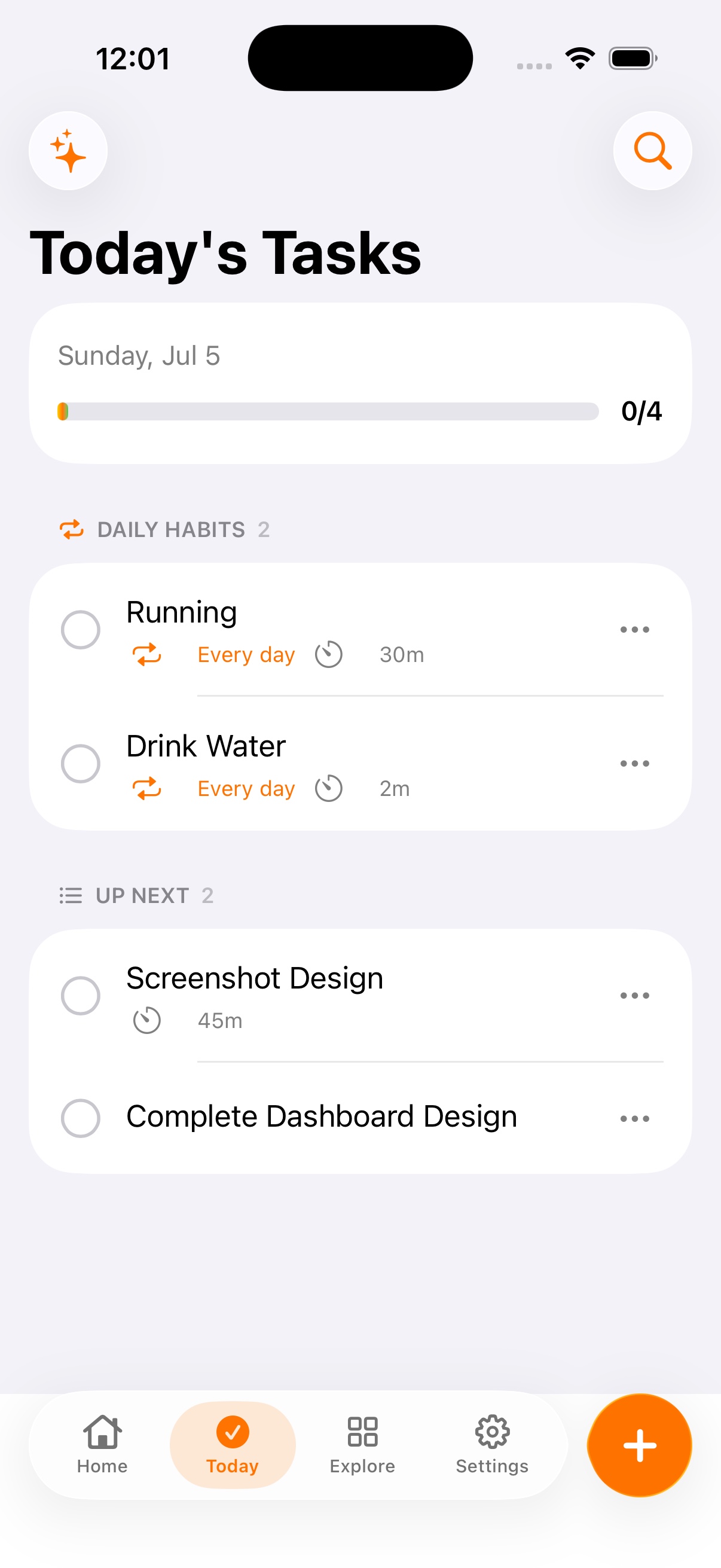 Streak Tasks — Today's tasks