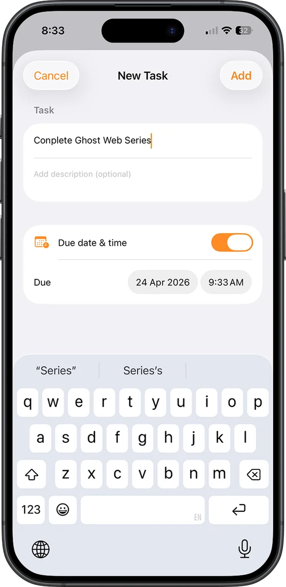Streak Tasks screen